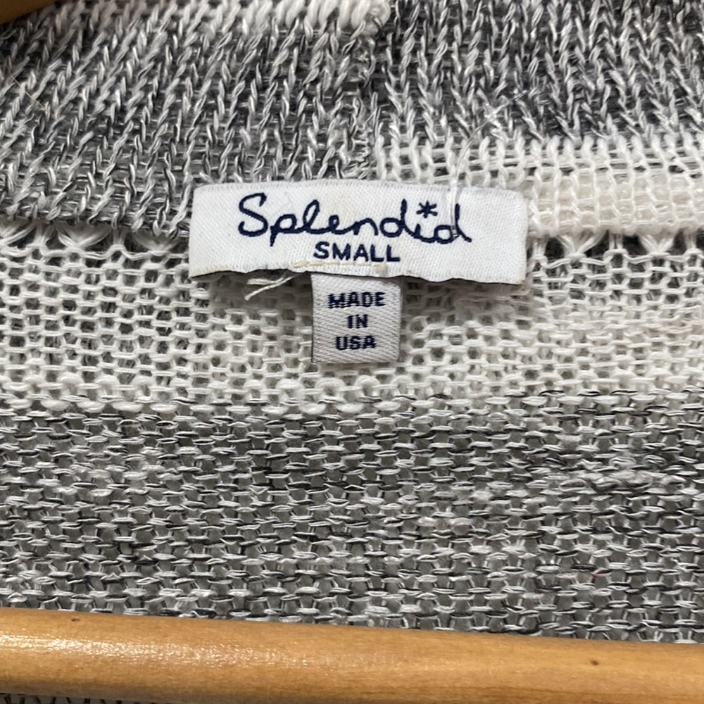 SPLENDID Nordstrom Light Cardigan Gray & White Shawl Collared SMALL - Picture 8 of 9